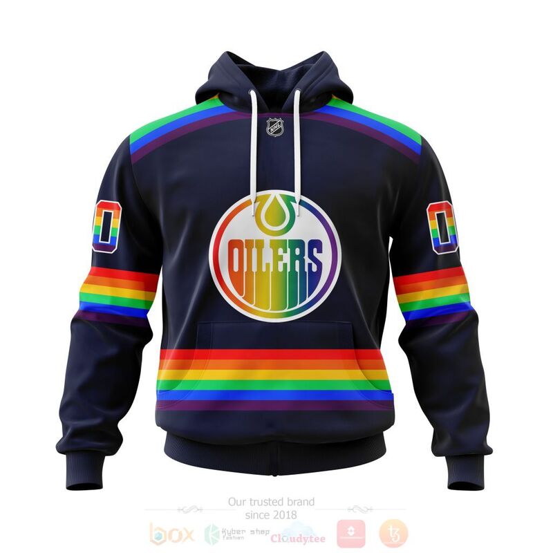 NHL Edmonton Oilers Custom Name Number LGBT Pride Jersey Pullover Hoodie
