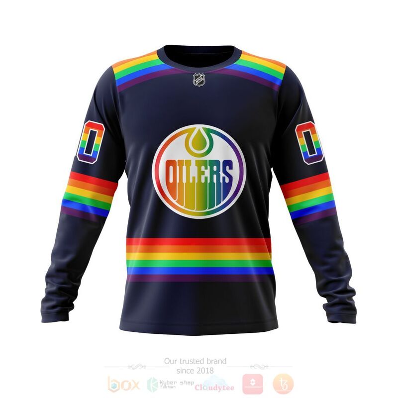 NHL Edmonton Oilers Custom Name Number LGBT Pride Jersey Sweatshirt