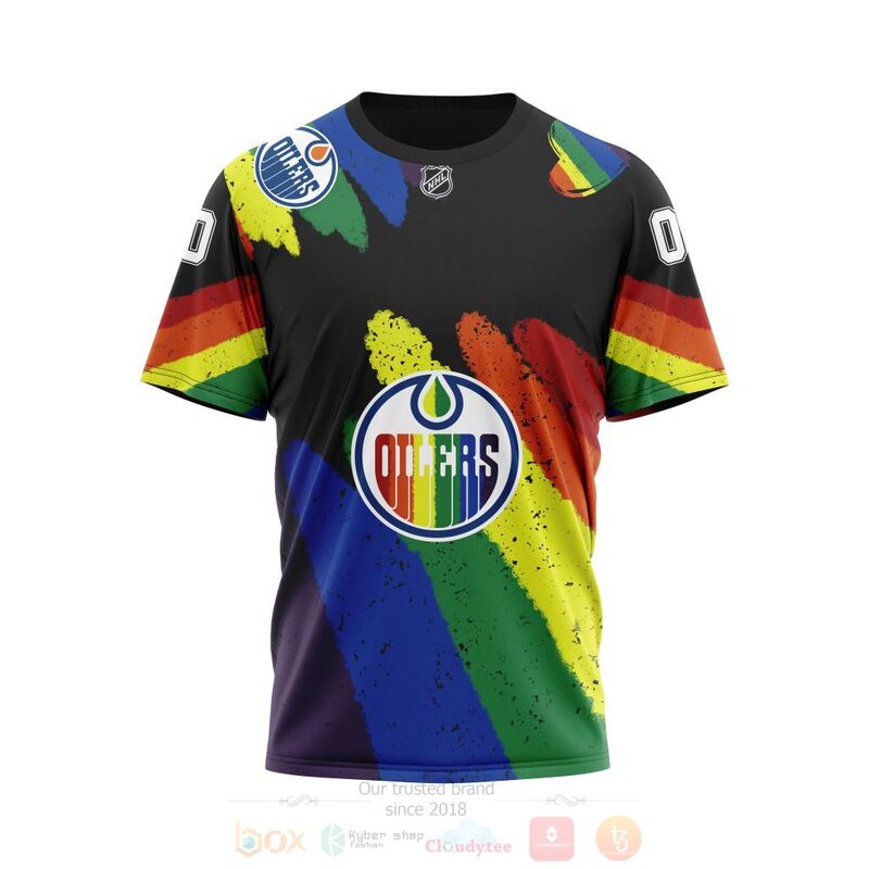 NHL Edmonton Oilers Custom Name Number LGBT Pride Grunge T-Shirt NHL Edmonton Oilers Custom Name Number LGBT Pride Grunge T-Shirt
