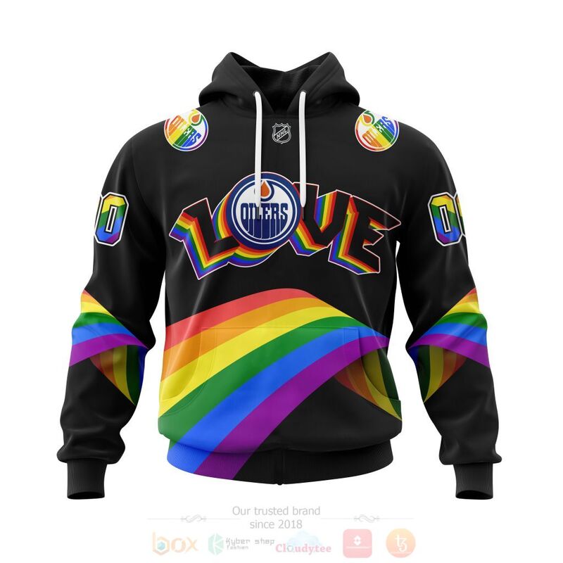 NHL Edmonton Oilers Custom Name Number Love LGBT Pride Pullover Hoodie NHL Edmonton Oilers Custom Name Number Love LGBT Pride Pullover Hoodie