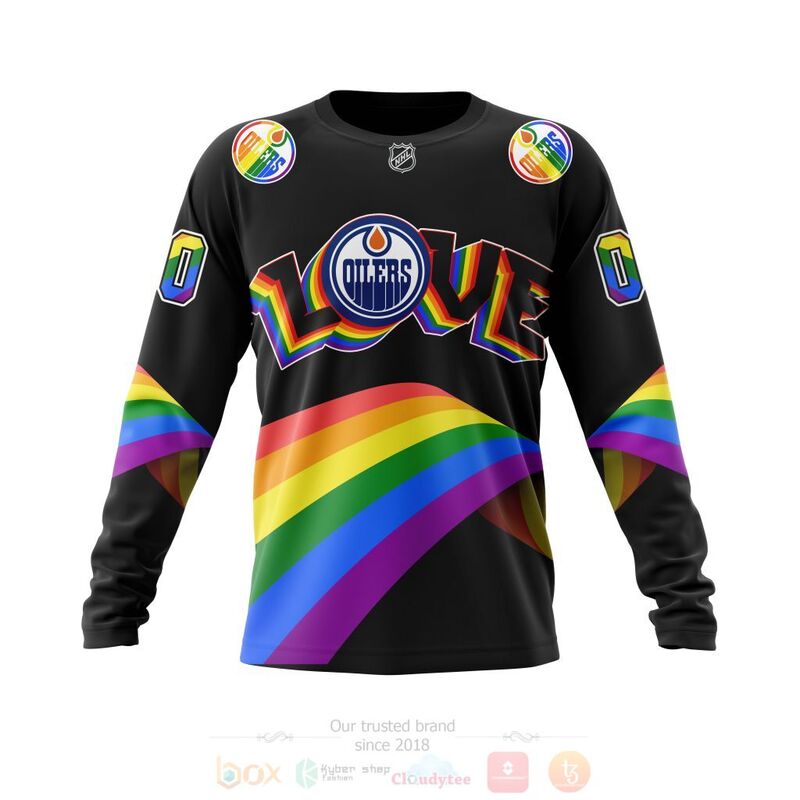 NHL Edmonton Oilers Custom Name Number Love LGBT Pride Sweatshirt