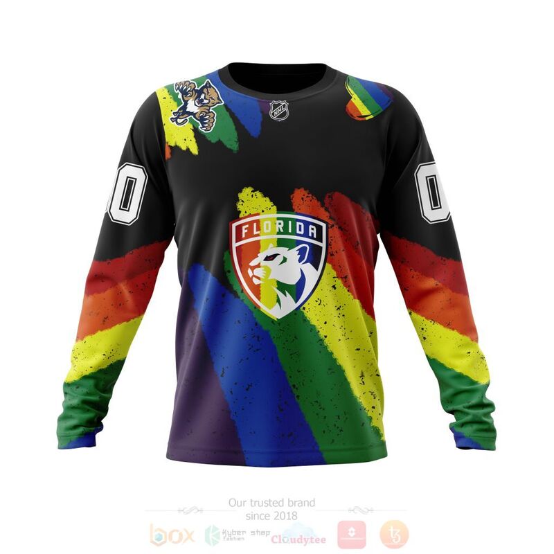 NHL Florida Panthers Custom Name Number LGBT Pride Grunge Sweatshirt