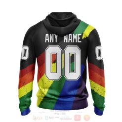 Alternative view of NHL Florida Panthers Custom Name Number LGBT Pride Grunge Zip Up Hoodie