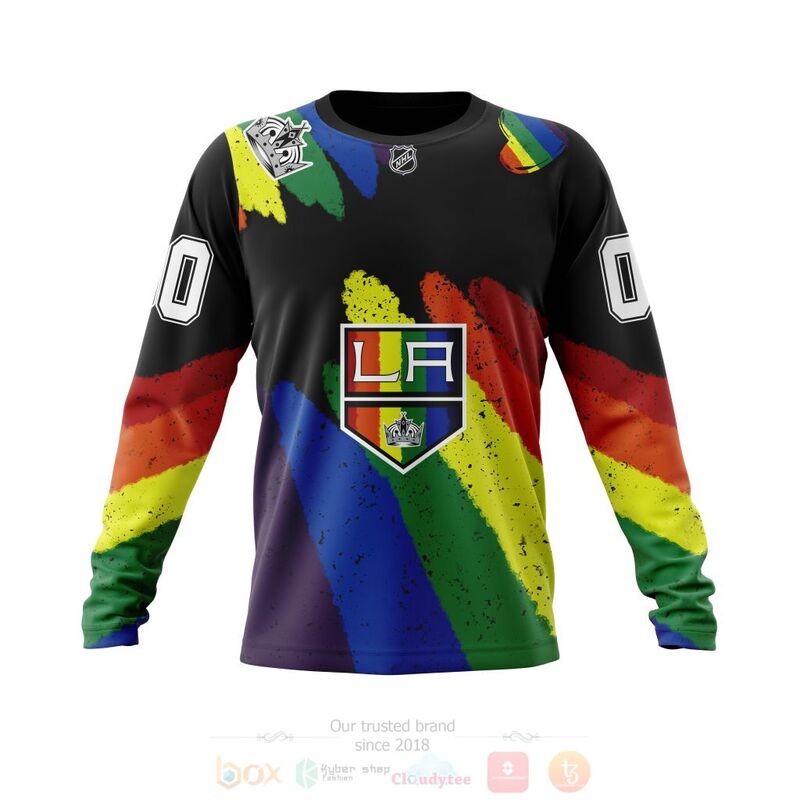 NHL Los Angeles Kings Custom Name Number LGBT Pride Grunge Sweatshirt NHL Los Angeles Kings Custom Name Number LGBT Pride Grunge Sweatshirt