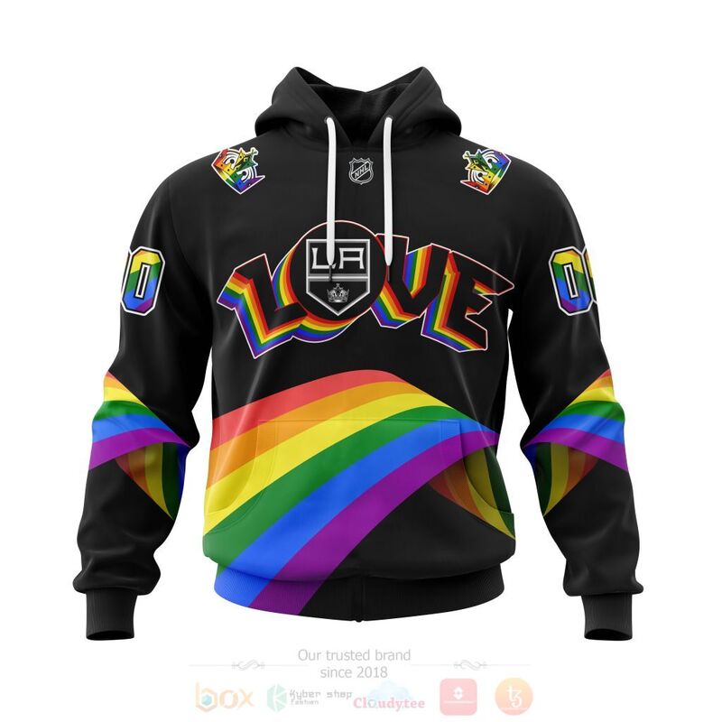 NHL Los Angeles Kings Custom Name Number Love LGBT Pride Pullover Hoodie NHL Los Angeles Kings Custom Name Number Love LGBT Pride Pullover Hoodie