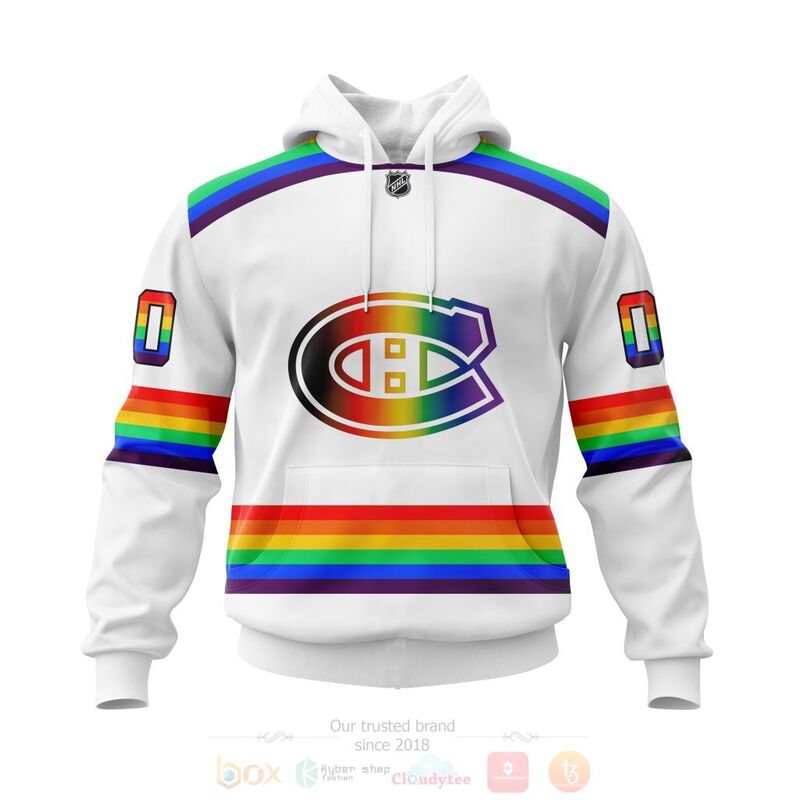 NHL Montreal Canadiens Custom Name Number LGBT Pride Jersey Pullover Hoodie NHL Montreal Canadiens Custom Name Number LGBT Pride Jersey Pullover Hoodie