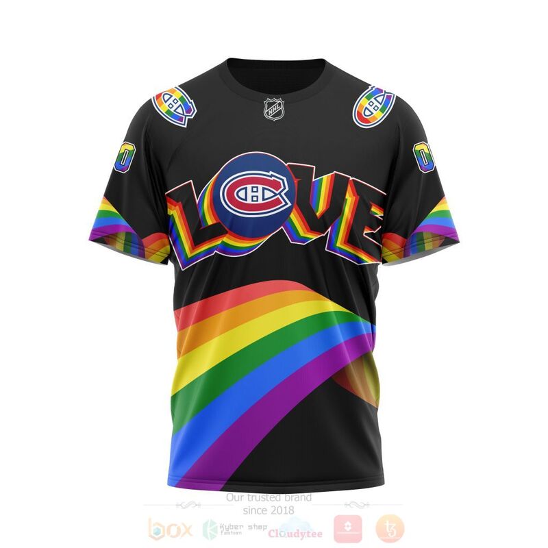 NHL Montreal Canadiens Custom Name Number Love LGBT Pride T-Shirt NHL Montreal Canadiens Custom Name Number Love LGBT Pride T-Shirt