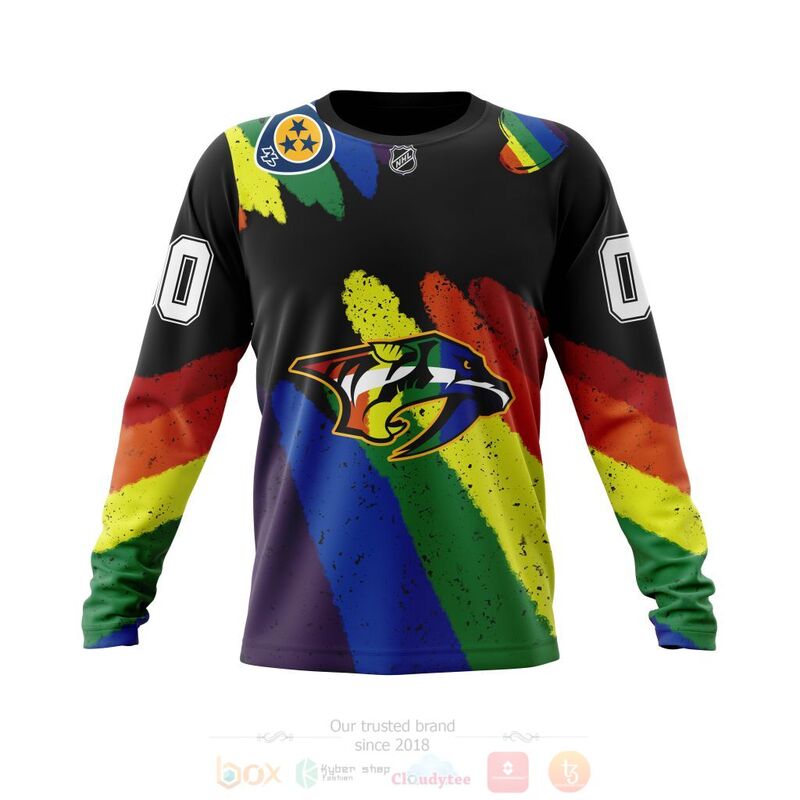 NHL Nashville Predators Custom Name Number LGBT Pride Grunge Sweatshirt NHL Nashville Predators Custom Name Number LGBT Pride Grunge Sweatshirt
