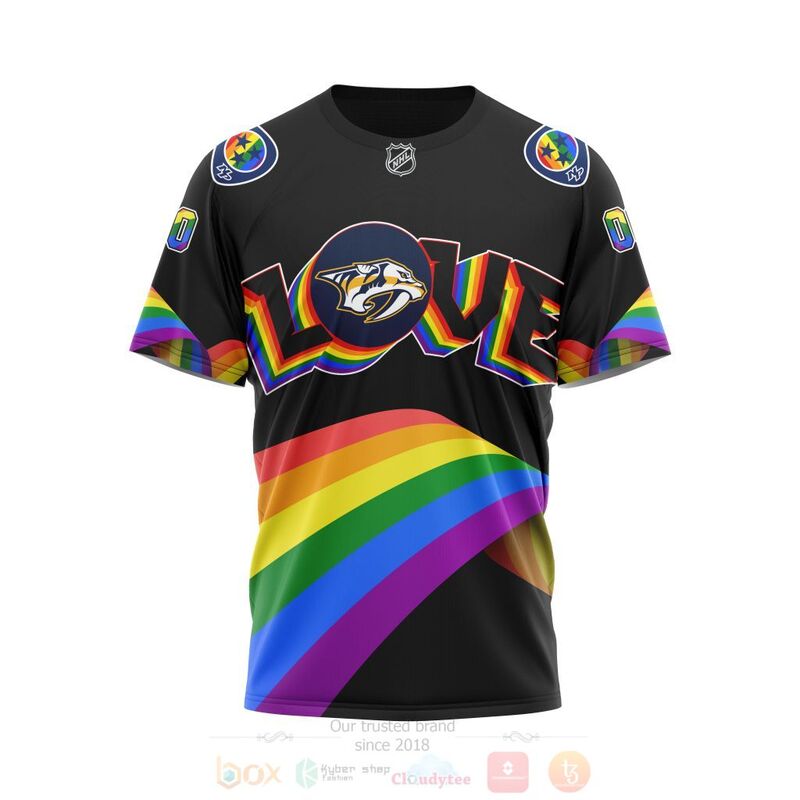 NHL Nashville Predators Custom Name Number Love LGBT Pride T-Shirt NHL Nashville Predators Custom Name Number Love LGBT Pride T-Shirt