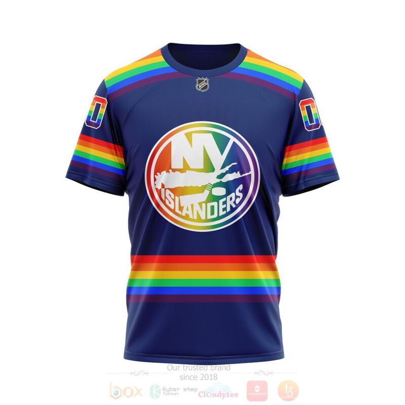 NHL New York Islanders Custom Name Number LGBT Pride Jersey T-Shirt