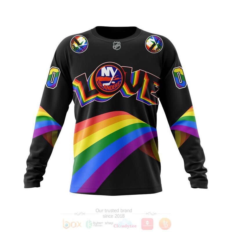 NHL New York Islanders Custom Name Number Love LGBT Pride Sweatshirt