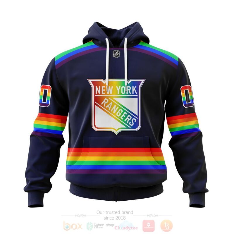 NHL New York Rangers Custom Name Number LGBT Pride Jersey Pullover Hoodie
