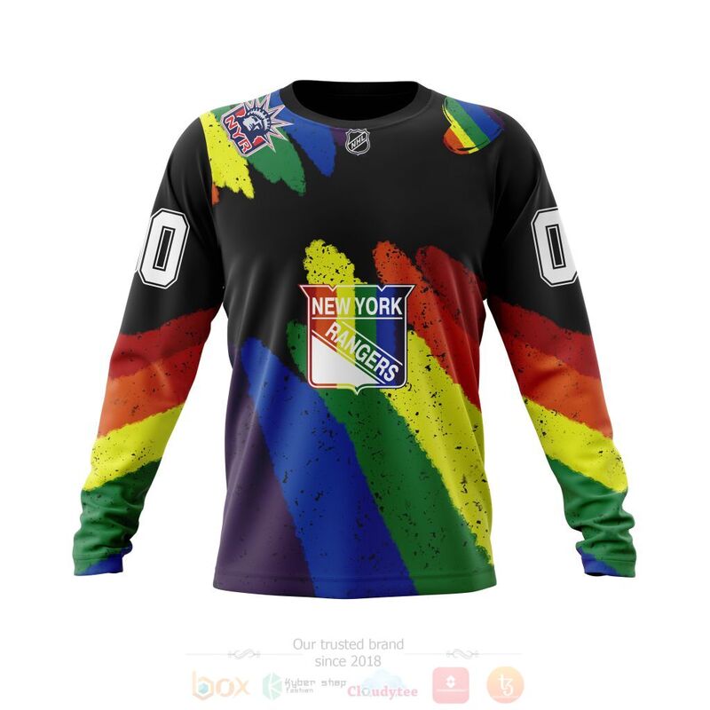 NHL New York Rangers Custom Name Number LGBT Pride Grunge Sweatshirt NHL New York Rangers Custom Name Number LGBT Pride Grunge Sweatshirt