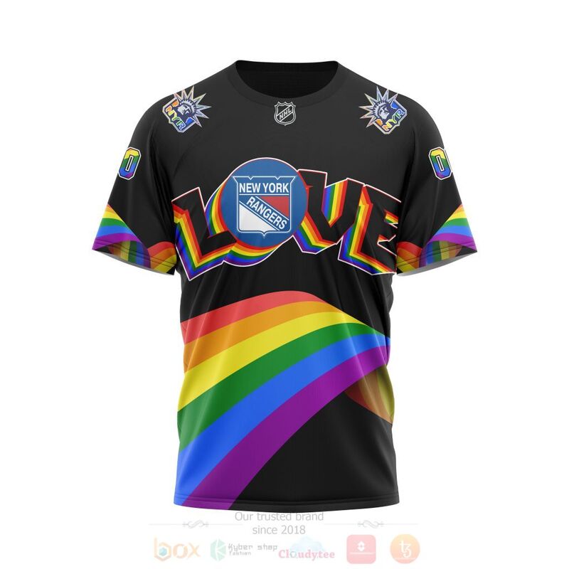 NHL New York Rangers Custom Name Number Love LGBT Pride T-Shirt NHL New York Rangers Custom Name Number Love LGBT Pride T-Shirt