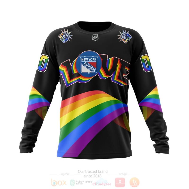 NHL New York Rangers Custom Name Number Love LGBT Pride Sweatshirt NHL New York Rangers Custom Name Number Love LGBT Pride Sweatshirt