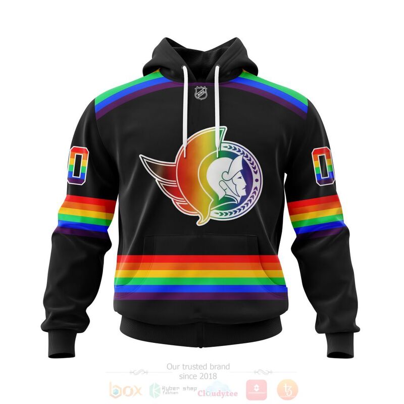 NHL Ottawa Senators Custom Name Number LGBT Pride Jersey Pullover Hoodie