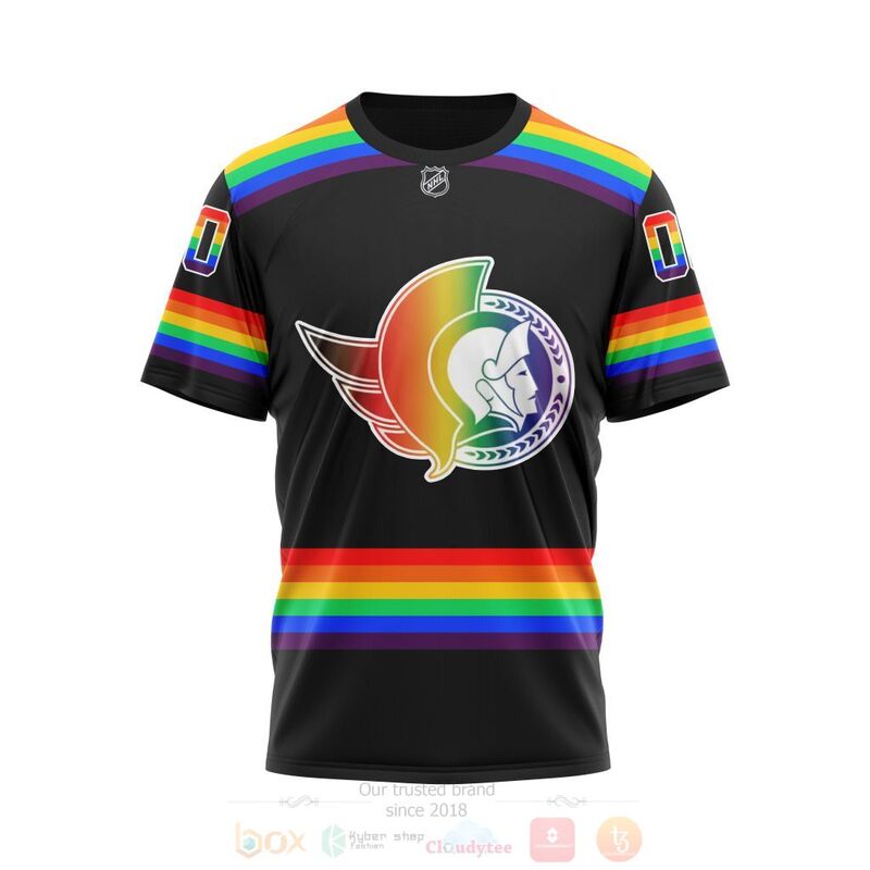 NHL Ottawa Senators Custom Name Number LGBT Pride Jersey T-Shirt