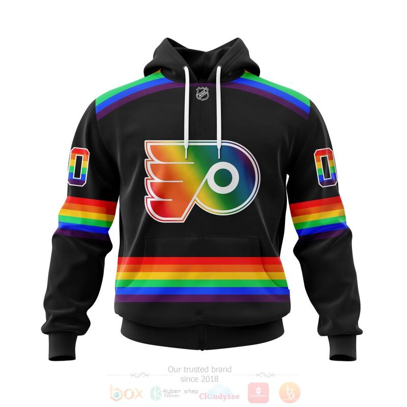 NHL Philadelphia Flyers Custom Name Number LGBT Pride Jersey Pullover Hoodie
