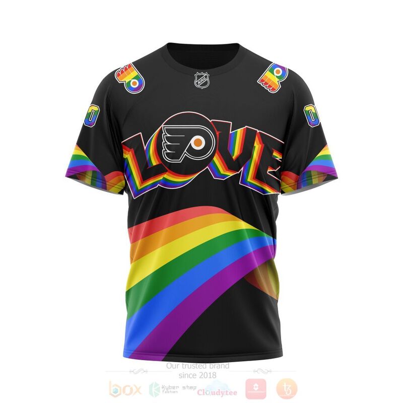 NHL Philadelphia Flyers Custom Name Number Love LGBT Pride T-Shirt