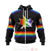 NHL San Jose Sharks Custom Name Number LGBT Pride Jersey Zip Up Hoodie