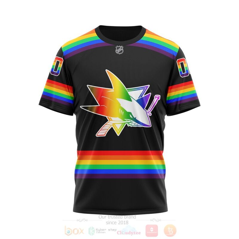 NHL San Jose Sharks Custom Name Number LGBT Pride Jersey T-Shirt