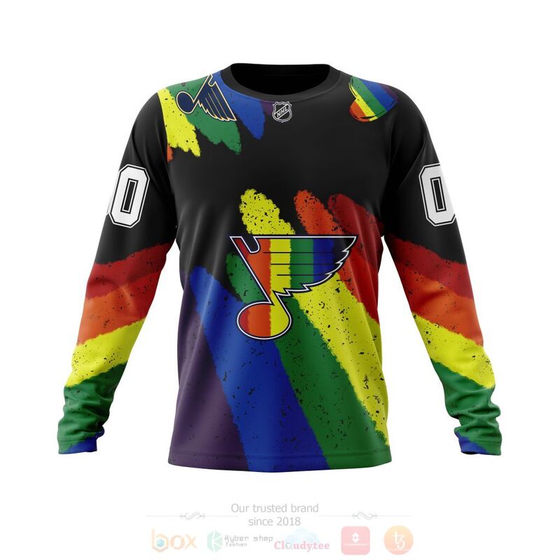 NHL St. Louis Blues Custom Name Number LGBT Pride Grunge Sweatshirt NHL St. Louis Blues Custom Name Number LGBT Pride Grunge Sweatshirt