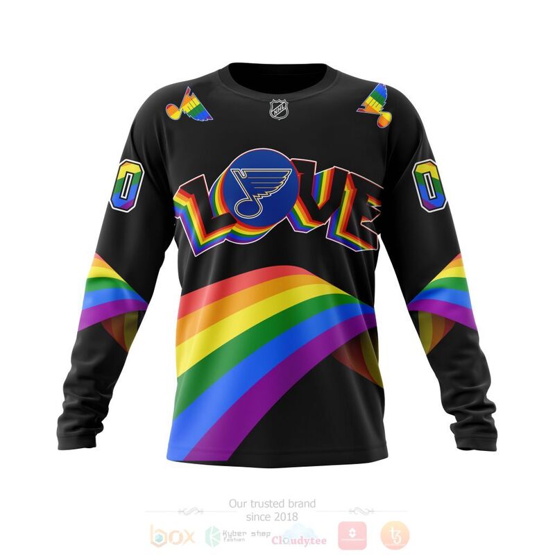 NHL St. Louis Blues Custom Name Number Love LGBT Pride Sweatshirt