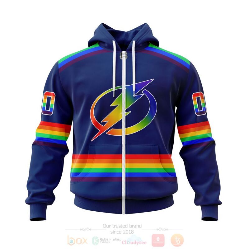 NHL Tampa Bay Lightning Custom Name Number LGBT Pride Jersey Zip Up Hoodie NHL Tampa Bay Lightning Custom Name Number LGBT Pride Jersey Zip Up Hoodie
