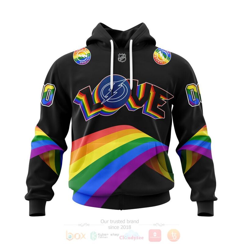 NHL Tampa Bay Lightning Custom Name Number Love LGBT Pride Pullover Hoodie NHL Tampa Bay Lightning Custom Name Number Love LGBT Pride Pullover Hoodie