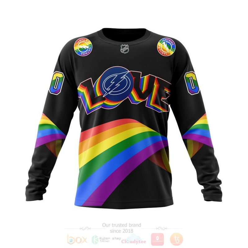 NHL Tampa Bay Lightning Custom Name Number Love LGBT Pride Sweatshirt