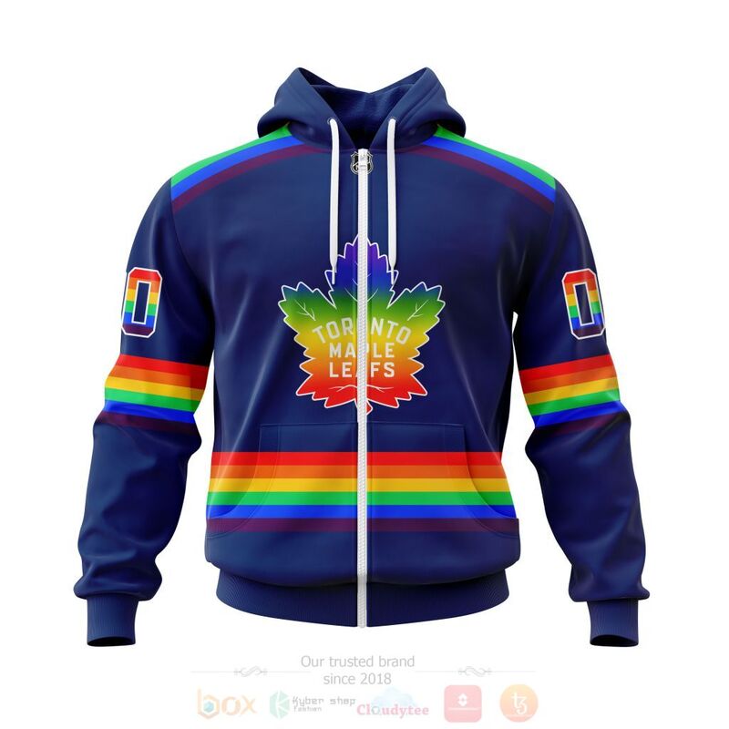 NHL Toronto Maple Leafs Custom Name Number LGBT Pride Jersey Zip Up Hoodie