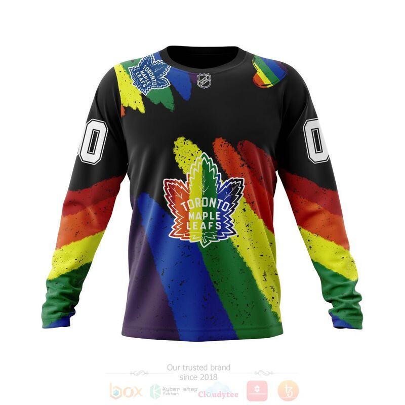 NHL Toronto Maple Leafs Custom Name Number LGBT Pride Grunge Sweatshirt NHL Toronto Maple Leafs Custom Name Number LGBT Pride Grunge Sweatshirt