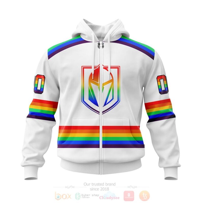 NHL Vegas Golden Knights Custom Name Number LGBT Pride Jersey Zip Up Hoodie NHL Vegas Golden Knights Custom Name Number LGBT Pride Jersey Zip Up Hoodie