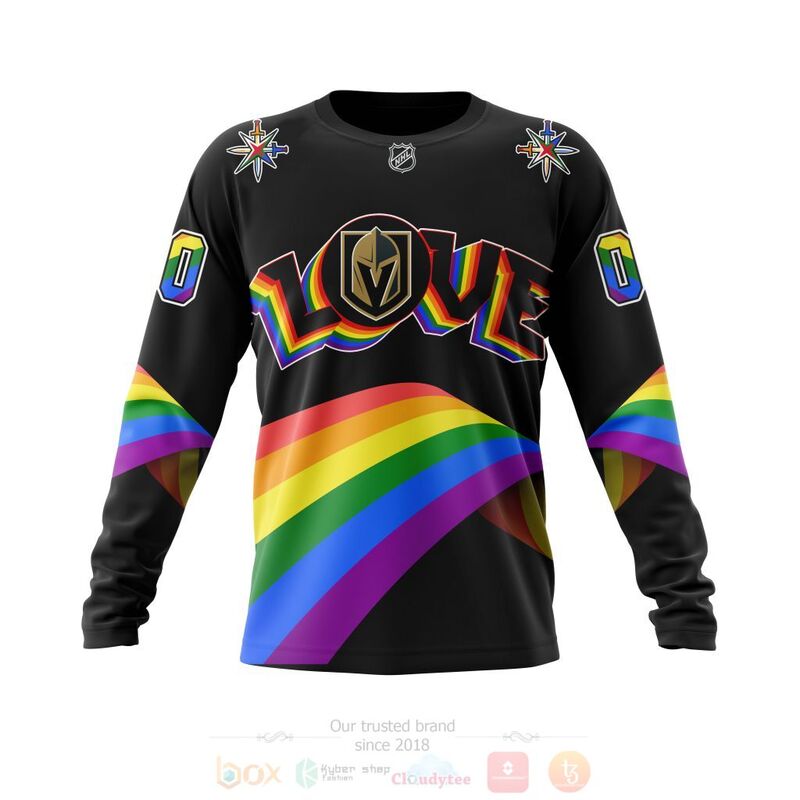 NHL Vegas Golden Knights Custom Name Number Love LGBT Pride Sweatshirt NHL Vegas Golden Knights Custom Name Number Love LGBT Pride Sweatshirt