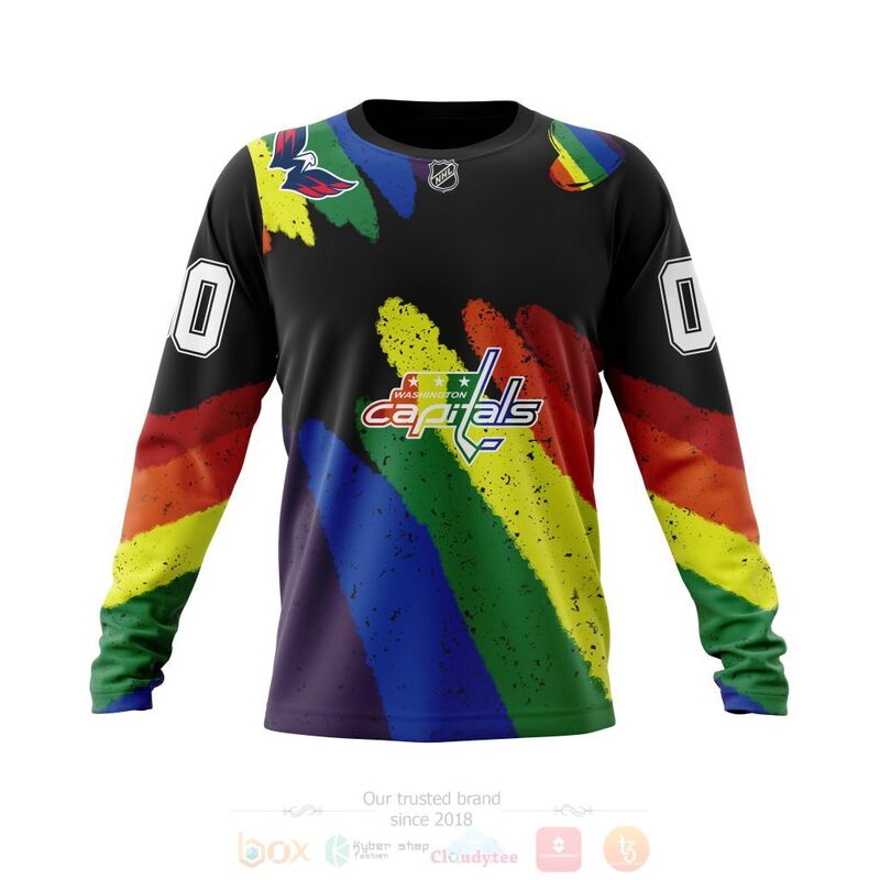 NHL Washington Capitals Custom Name Number LGBT Pride Grunge Sweatshirt NHL Washington Capitals Custom Name Number LGBT Pride Grunge Sweatshirt
