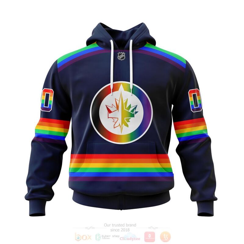 NHL Winnipeg Jets Custom Name Number LGBT Pride Jersey Pullover Hoodie