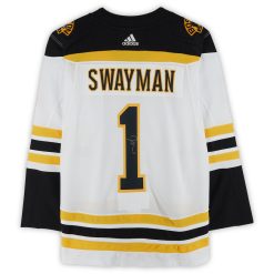Alternative view of Boston Bruins Jeremy Swayman White Adidas NHL Authentic Jersey