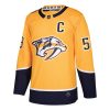 Nashville Predators Roman Josi Gold Home Adidas NHL Authentic Jersey