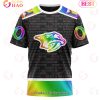 NHL Nashville Predators Custom Name Number LGBT Pride Hockey Is For Everyone T-Shirt