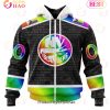 NHL New York Islanders Custom Name Number LGBT Pride Hockey Is For Everyone Zip Up Hoodie