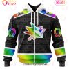 NHL San Jose Sharks Custom Name Number LGBT Pride Hockey Is For Everyone Zip Up Hoodie