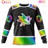 NHL San Jose Sharks Custom Name Number LGBT Pride Hockey Is For Everyone Sweatshirt