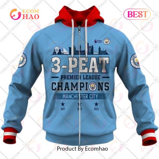 Manchester City 3-Peat Champions Jersey Zip Up Hoodie