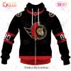 NHL Ottawa Senators Custom Name Number 2023 Home Jersey Zip Up Hoodie