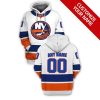 NHL New York Islanders Custom Name Number White Blue Pullover Hoodie