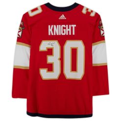 Alternative view of Florida Panthers Spencer Knight Red Adidas NHL Authentic Jersey