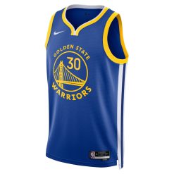 Alternative view of Golden State Warriors Stephen Curry Nike Icon Edition Blue NBA Jersey