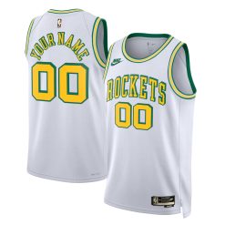 Houston Rockets Nike Classic Edition White/Clover Custom NBA Jersey
