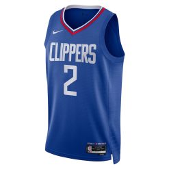 Alternative view of Los Angeles Clippers Kawhi Leonard Nike Icon Edition Blue NBA Jersey