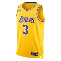 Alternative view of Los Angeles Lakers Anthony Davis Nike Icon Edition Gold NBA Jersey